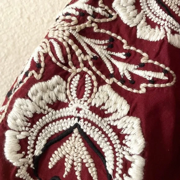 Anthropologie Burgundy Embroidered Midi Dress - Picture 6 of 9